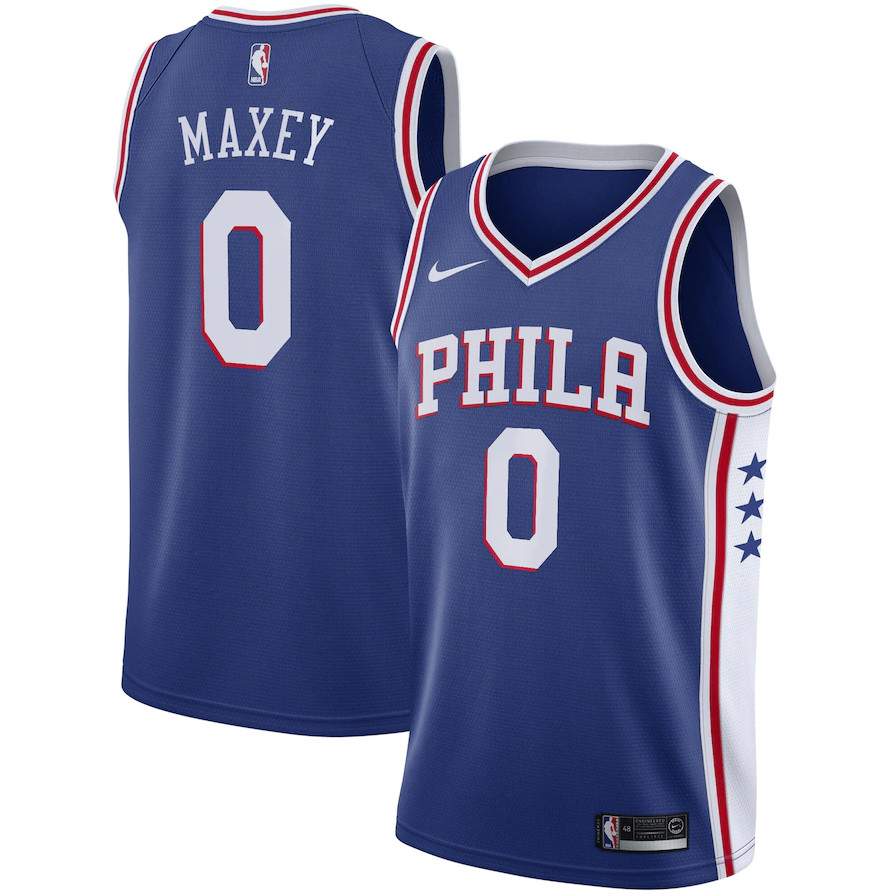 Men's Philadelphia 76ers #0 Tyrese Maxey Royal Icon Edition Stitched Swingman Jersey Men's Philadelphia 76ers #0 Tyrese Maxey Royal Icon Edition Stitched Swingman Jersey